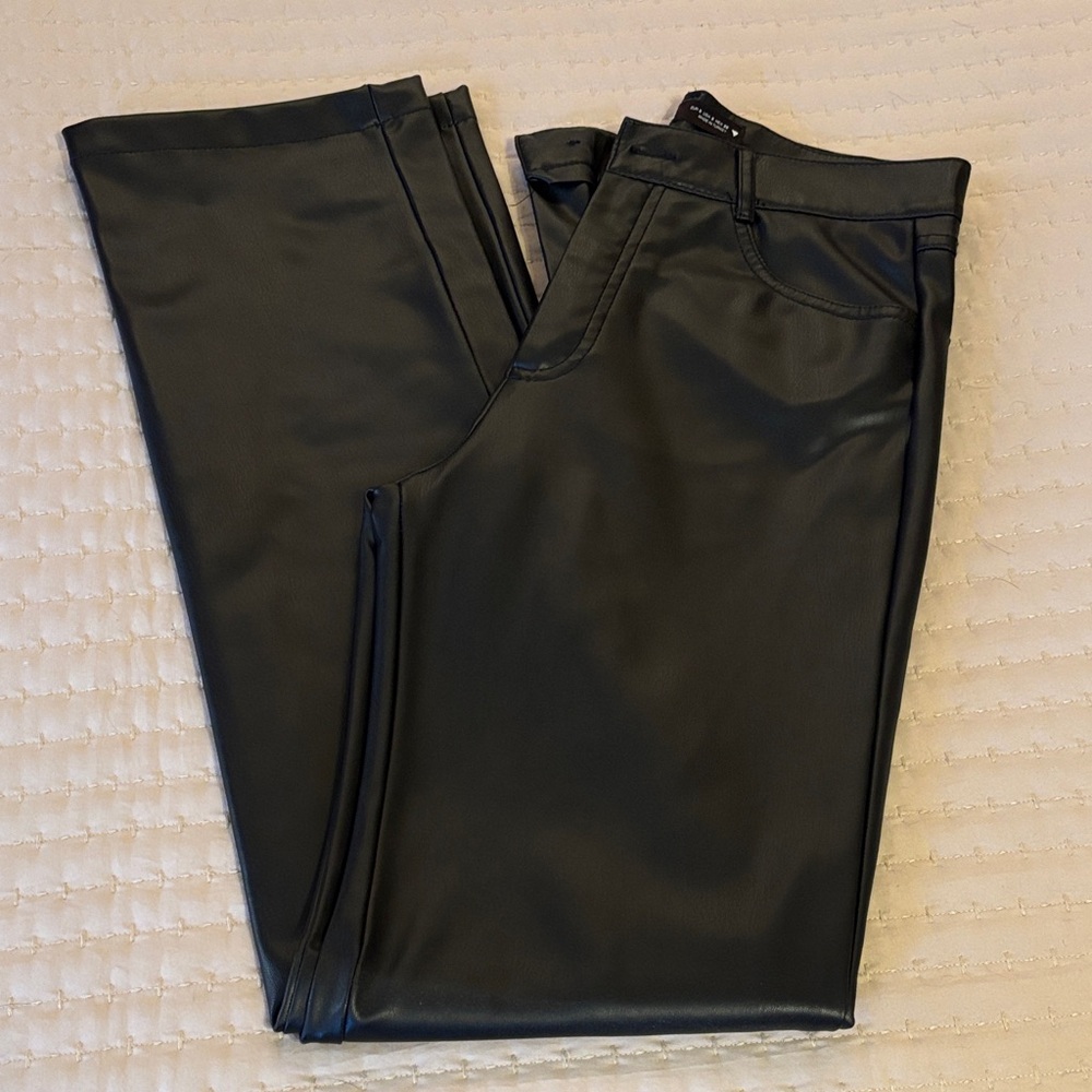 Zara Black Leather-Style Trousers